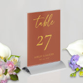 テラコッタ素朴とマスタードのウェディングレセプション テーブルナンバー