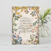テラコッタ素朴の山結婚の野草 招待状 (スタンド正面)