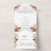 テラコッタ素朴の花とパンパスグラス結婚ズ オールインワン招待状 (内側)