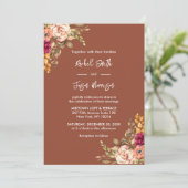 テラコッタ素朴ウォーター色フローラ秋 招待状 (スタンド正面)