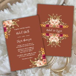 テラコッタ素朴ウォーター色フローラ秋 招待状