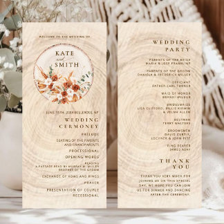 テラコッタ素朴ウッドカット結婚式 プログラム