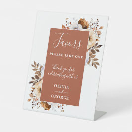 テラコッタ素朴カントリーフローラ結婚式の引き出物 台座サイン