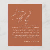 テラコッタ素朴スクリプトウェディングレセプションカード (正面)