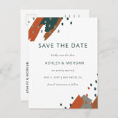 テラコッタ素朴ティール（緑がかった色）抽象芸術保存日付Anno 案内ポストカード (正面/裏面)