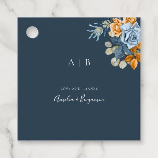 テラコッタ素朴ネイビーブルーラストサンキュー結婚ズ フェイバータグ (正面)