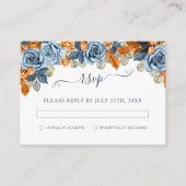 テラコッタ素朴ネイビーブルーラスト秋の結婚式RSVP エンクロージャーカード (正面)