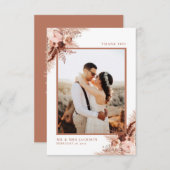 テラコッタ素朴パンパスグラスエレガントな結婚式 サンキューカード (正面/裏面)