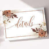 テラコッタ素朴フラワーパンパ結婚ス詳細 エンクロージャーカード