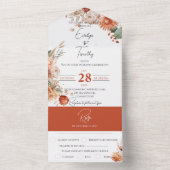 テラコッタ素朴フローラすべて1つの結婚式の招待 オールインワン招待状 (内側)