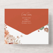 テラコッタ素朴フローラすべて1つの結婚式の招待 オールインワン招待状 (裏面)