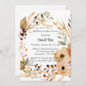 テラコッタ素朴フローラの結婚カップルのシャワー 招待状 (正面/裏面)