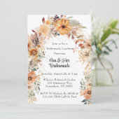 テラコッタ素朴フローラアーチブリデスメイドルンチョン 招待状 (スタンド正面)