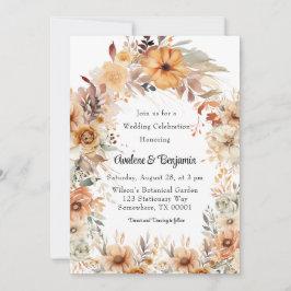 テラコッタ素朴フローラアー結婚チお祝い 招待状