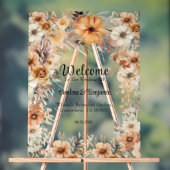 テラコッタ素朴フローラアー結婚チズウェルカム アクリルサイン (ニュートラル)