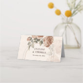 テラコッタ素朴フローラセージ緑アーチ プレイスカード (裏面)