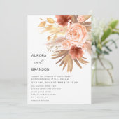 テラコッタ素朴フローラバーントオレンジ秋の結婚式 招待状 (スタンド正面)