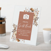 テラコッタ素朴フローラフォトゲストブック結婚ズ 台座サイン (インサイチュ)