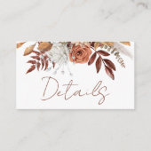 テラコッタ素朴フローラボホ秋の結婚式詳細 エンクロージャーカード (正面)