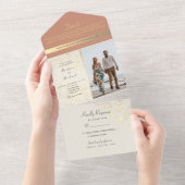 テラコッタ素朴フローラボホ結婚ズ オールインワン招待状 (貼ってはがせる)