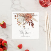 テラコッタ素朴フローラ名ボホベイビーシャワー スタンダードカクテルナプキン (インサイチュ)