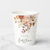 テラコッタ素朴フローラ名ボホベイビーシャワー 紙コップ (裏面)