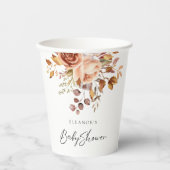 テラコッタ素朴フローラ名ボホベイビーシャワー 紙コップ (正面)