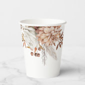 テラコッタ素朴フローラ名ボホベイビーシャワー 紙コップ (裏面)