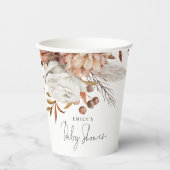 テラコッタ素朴フローラ名ボホベイビーシャワー 紙コップ (正面)
