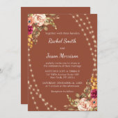 テラコッタ素朴フローラ妖精のストリングライト 招待状 (正面/裏面)