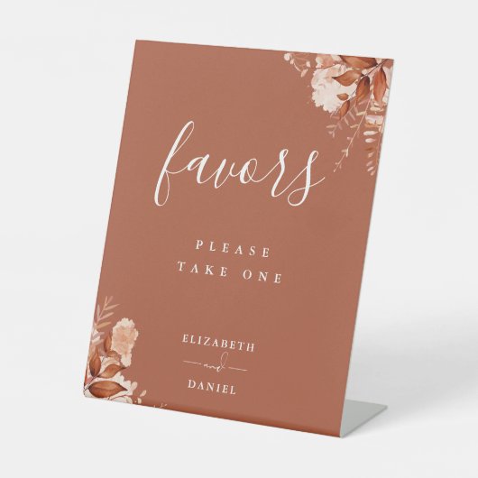 テラコッタ素朴フローラ秋の秋の好意テーブル 台座サイン (正面)