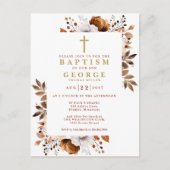 テラコッタ素朴フローラ秋バプテスマ招待状 ポストカード (正面)