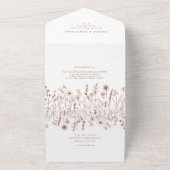 テラコッタ素朴フローラ秋ワイルドフラワー結婚ズ オールインワン招待状 (外側)