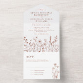 テラコッタ素朴フローラ秋ワイルドフラワー結婚ズ オールインワン招待状 (内側)