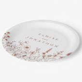 テラコッタ素朴フローラ秋ワイルドフラワー結婚ズ ペーパープレート (アングル)