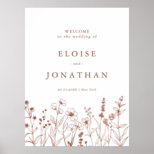 テラコッタ素朴フローラ秋ワイルドフラワー結婚ズ ポスター (正面)