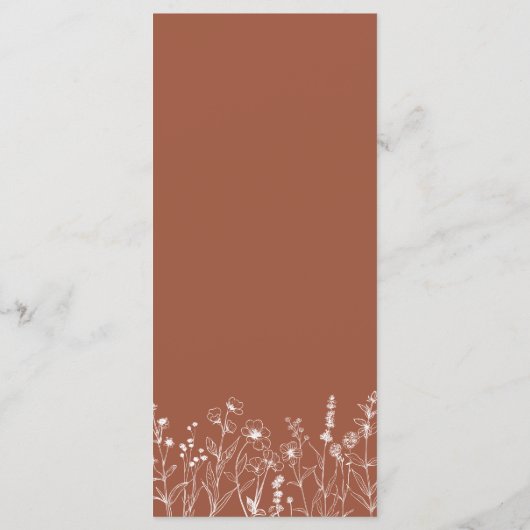 テラコッタ素朴フローラ秋ワイルドフラワー結婚ズ メニュー (裏面)