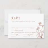 テラコッタ素朴フローラ秋ワイルドフラワー結婚ズ 出欠カード (正面)