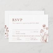 テラコッタ素朴フローラ秋ワイルドフラワー結婚ズ 出欠カード (正面/裏面)