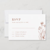 テラコッタ素朴フローラ秋ワイルドフラワー結婚ズ 出欠カード (正面)