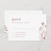 テラコッタ素朴フローラ秋ワイルドフラワー結婚ズ 出欠カード (正面/裏面)