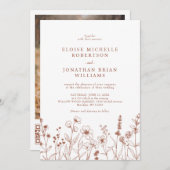 テラコッタ素朴フローラ秋ワイルドフラワー結婚ズ 招待状 (正面/裏面)