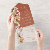 テラコッタ素朴フローラ秋秋の結婚式 オールインワン招待状 (貼ってはがせる)