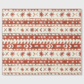 テラコッタ素朴ホリデーパターンクリスマス ラッピングペーパー (フラット)