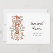 テラコッタ素朴ボウ&ブロッサム結婚ズ サンキューカード (正面)