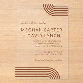 テラコッタ素朴ボホアーキッモダンド結婚ズ アクリル招待状 (正面)