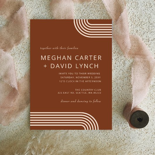 テラコッタ素朴ボホアーキッモダンド結婚ズ 招待状