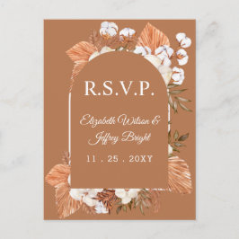 テラコッタ素朴ボホパンパスアルキッドRSVP インビテーションポストカード