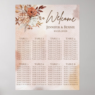 テラコッタ素朴ボホフローラウォーター結婚カラー ポスター