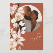 テラコッタ素朴ボホフローラフォトテーブル番号 招待状 (裏面)